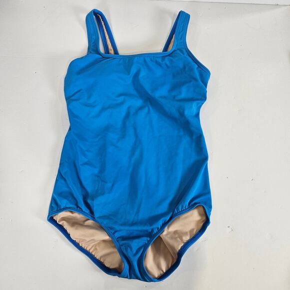Land's End One Piece Blue Full Coverage Swimsuit Size 12 - Picture 1 of 4